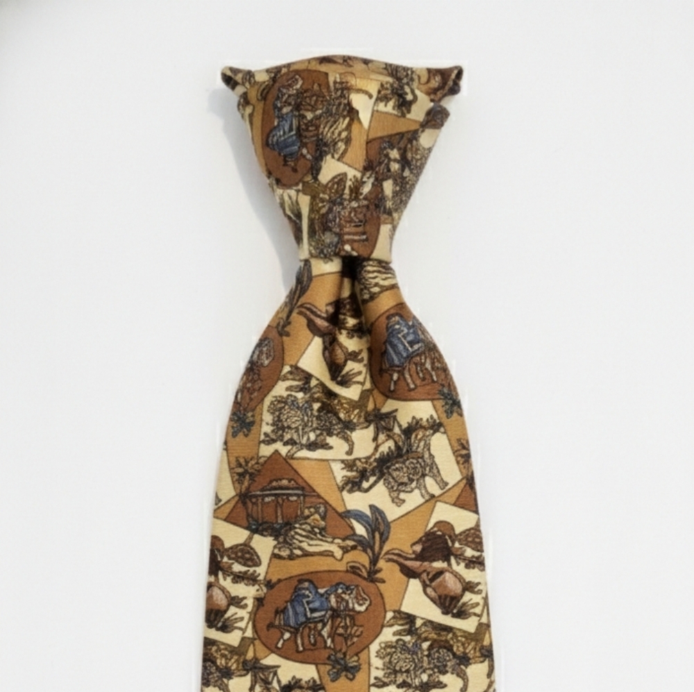 Salvatore Ferragamo "Jungle" Tie For Men Yeklow Brown Zoo Safari